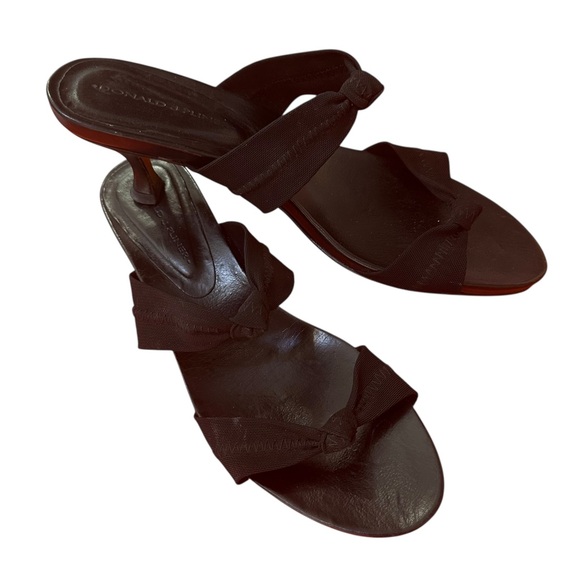 VTG Donald J. Pliner Black Double Nylon Stretch Knot Strap Kitten Heel Sandal - Picture 8 of 16